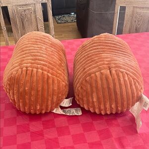 Orange Corduroy Accent Pillows